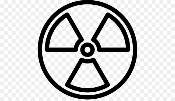 Знак радиации черно белый