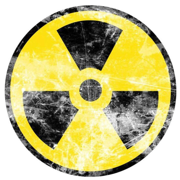 Знак радиоактивности на прозрачном фоне