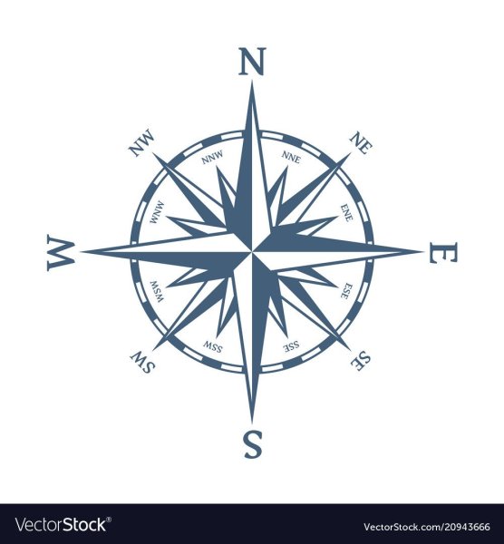 Роза ветров на синем фоне