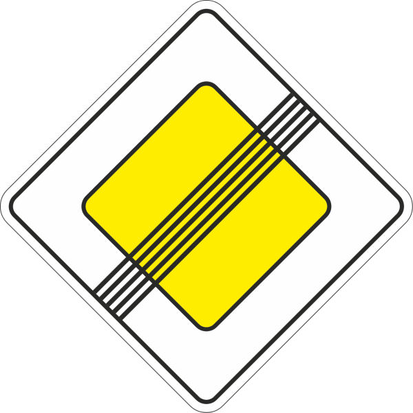Дорожный знак 2.2 конец главной дороги