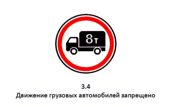 Дорожный знак 3.4 движение грузовых автомобилей запрещено