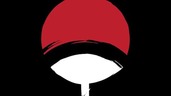 Значок клана Учиха на черном фоне