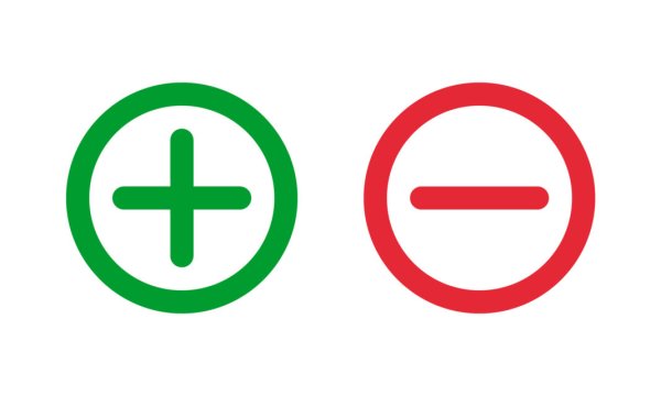 Зеленый плюс и красный минус