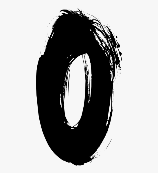 Цифра ноль белых на черном фоне