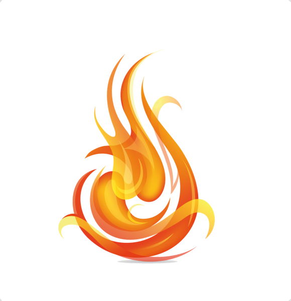 Стихия огня на белом фоне