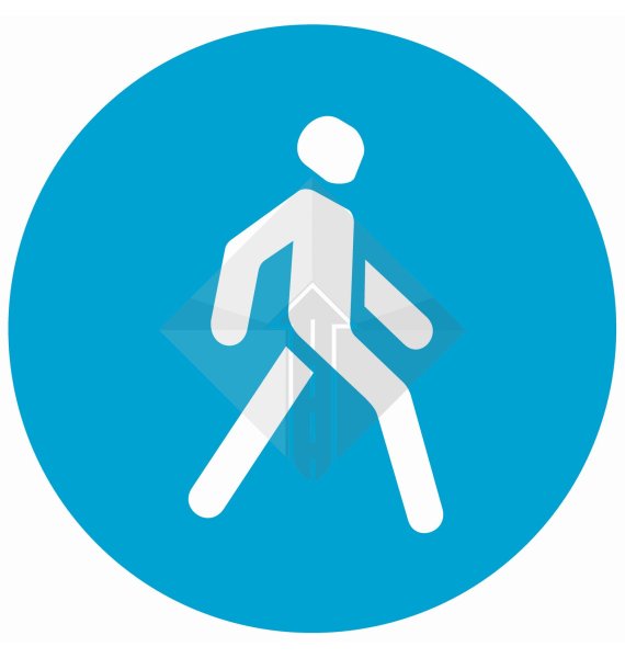 Круглый знак с пешеходом