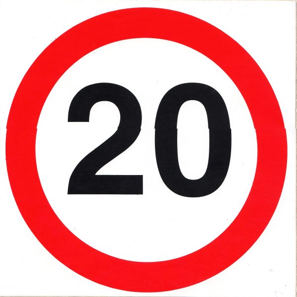 Жёлтый знак ограничения скорости