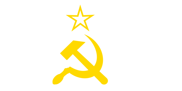 Серп и молот желтый на белом фоне