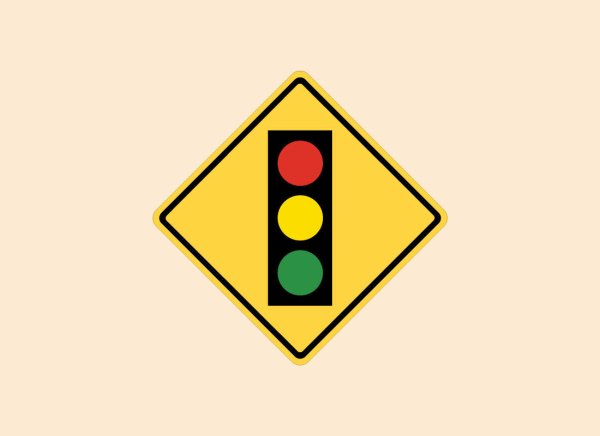 Дорожный знак светофор на прозрачном фоне