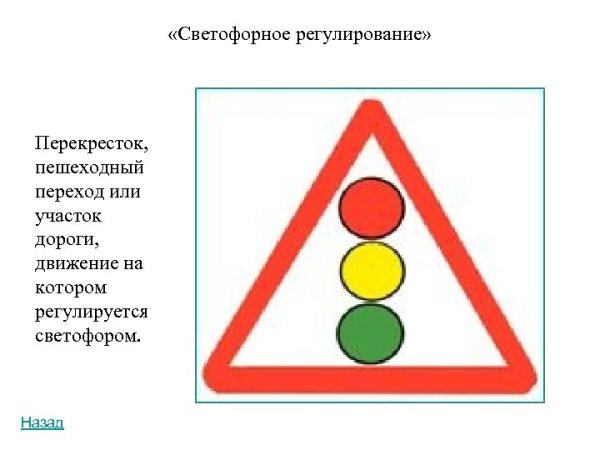 Знаки ПДД светофорное регулирование
