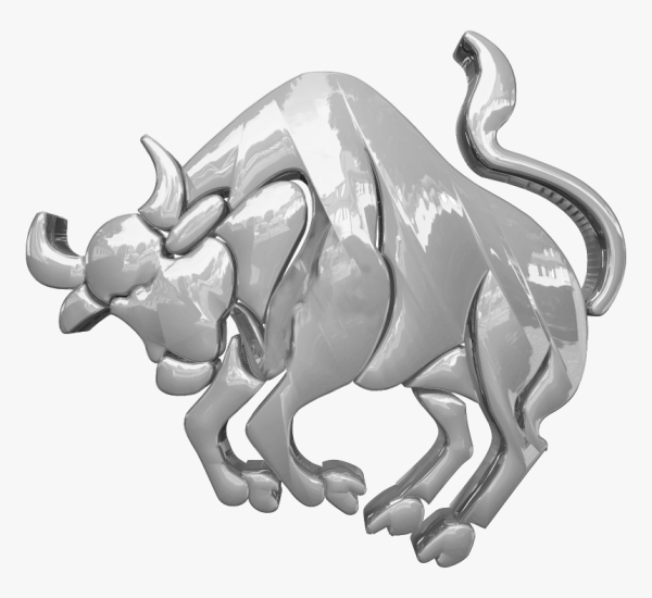 Белый металлический бык