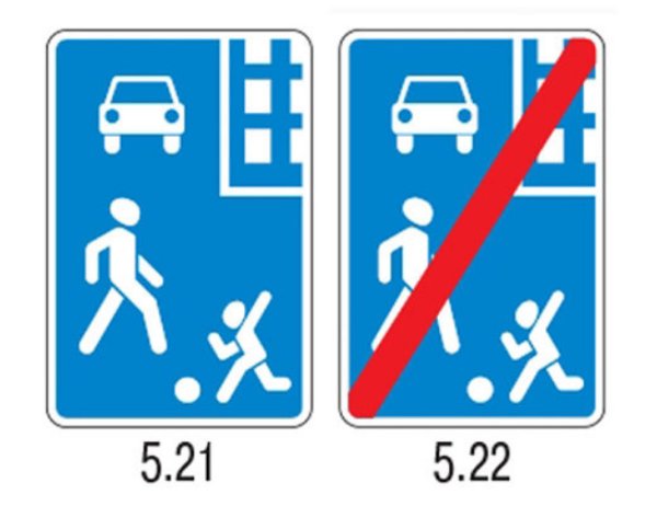 Знак дорожного движения жилая зона 5.21