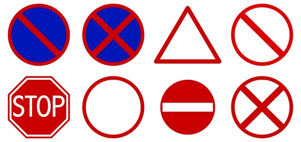 Дорожные знаки на белом фоне