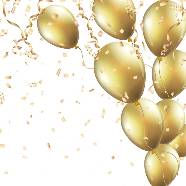 Золотые шарики на прозрачном фоне