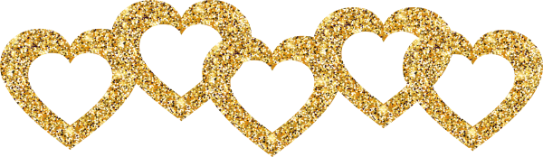 Золотые сердечки на прозрачном фоне