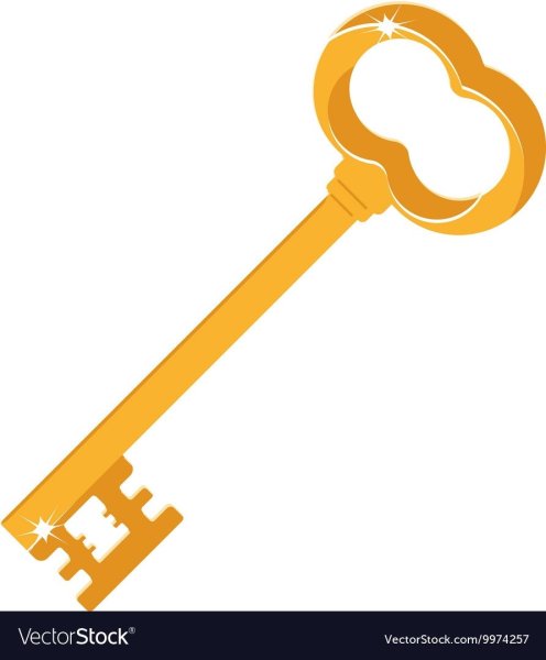 Золотой ключ на белом фоне