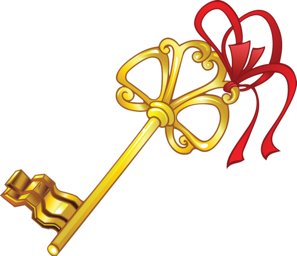 Золотой ключик на белом фоне