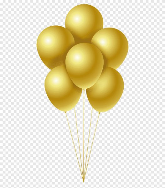 Золотой воздушный шар на прозрачном фоне