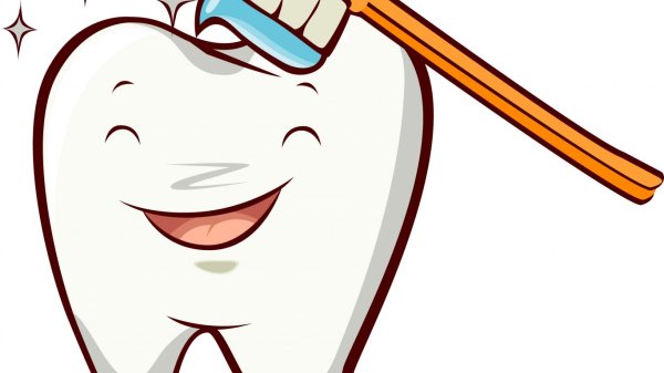 Зуб на белом фоне мультяшный