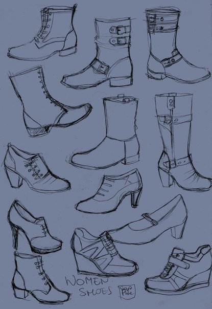 Как нарисовать ботинки