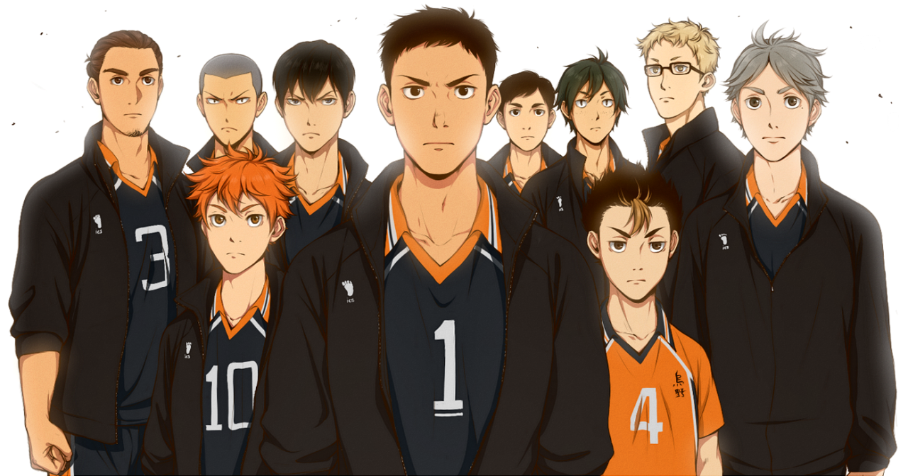 Персонажи волейбола. Волейбол команда Карасуно аниме Танака. Энношита и Сугавара. Хайкью Танака в полный рост. Хайкью Рю.