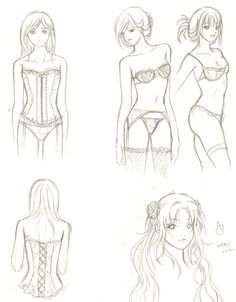 Нарисовать аниме в белье