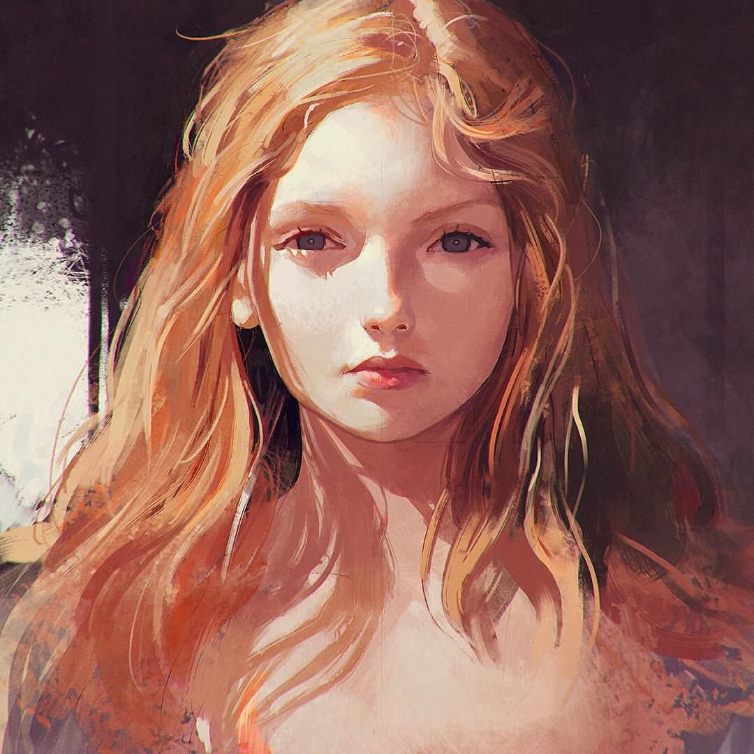 Девочка с рыжими волосами арт