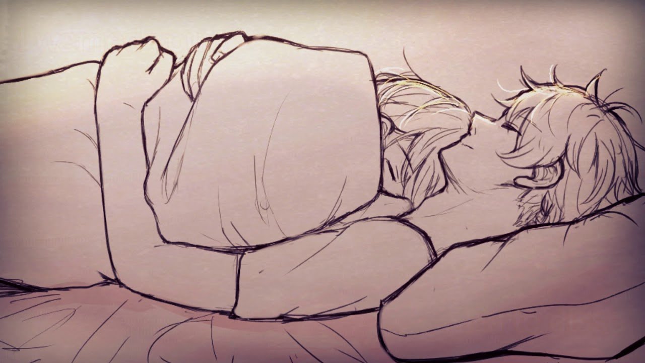 Cute anime couple cuddle