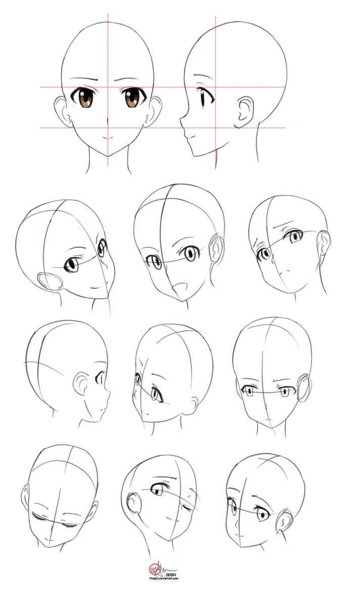 Туториал по рисованию головы аниме