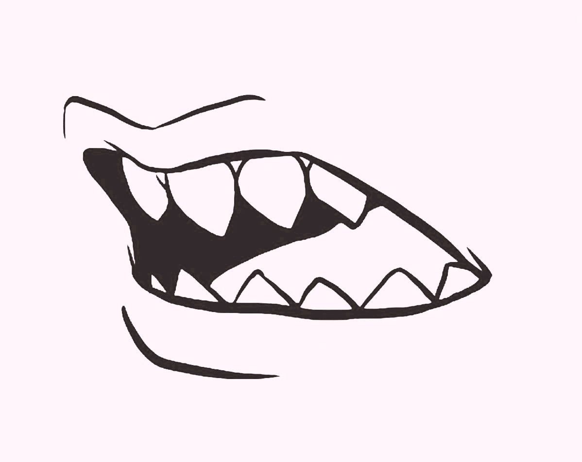 Скетч рта с острыми зубами
