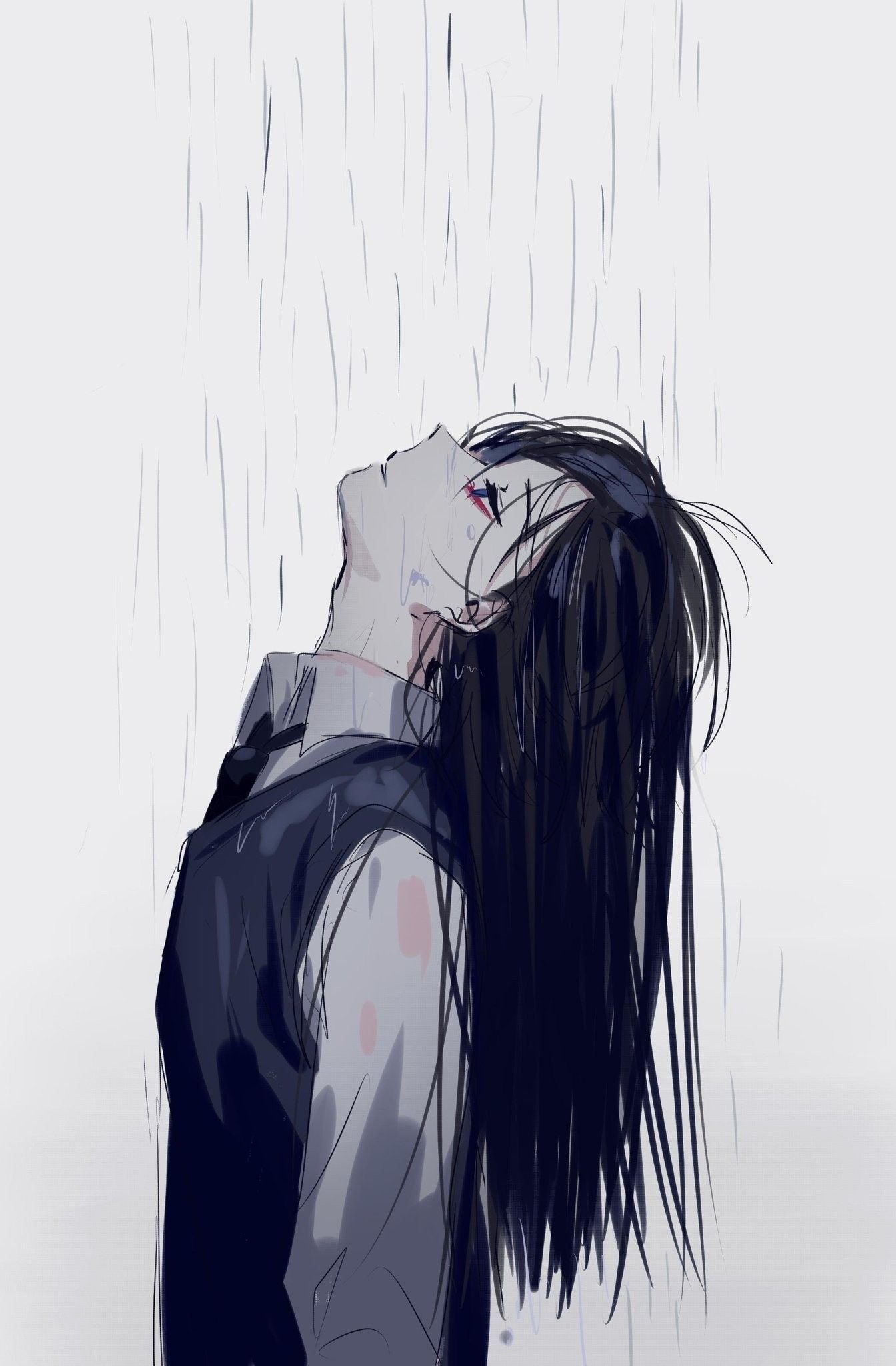 Рисунки грустной девушки аниме