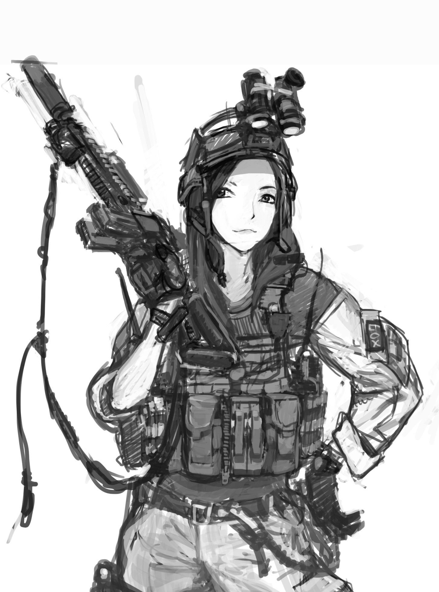 Девушка Военная арт