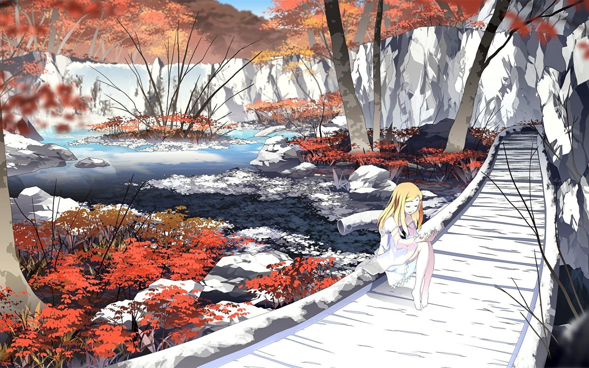 Зимние пейзажи из аниме