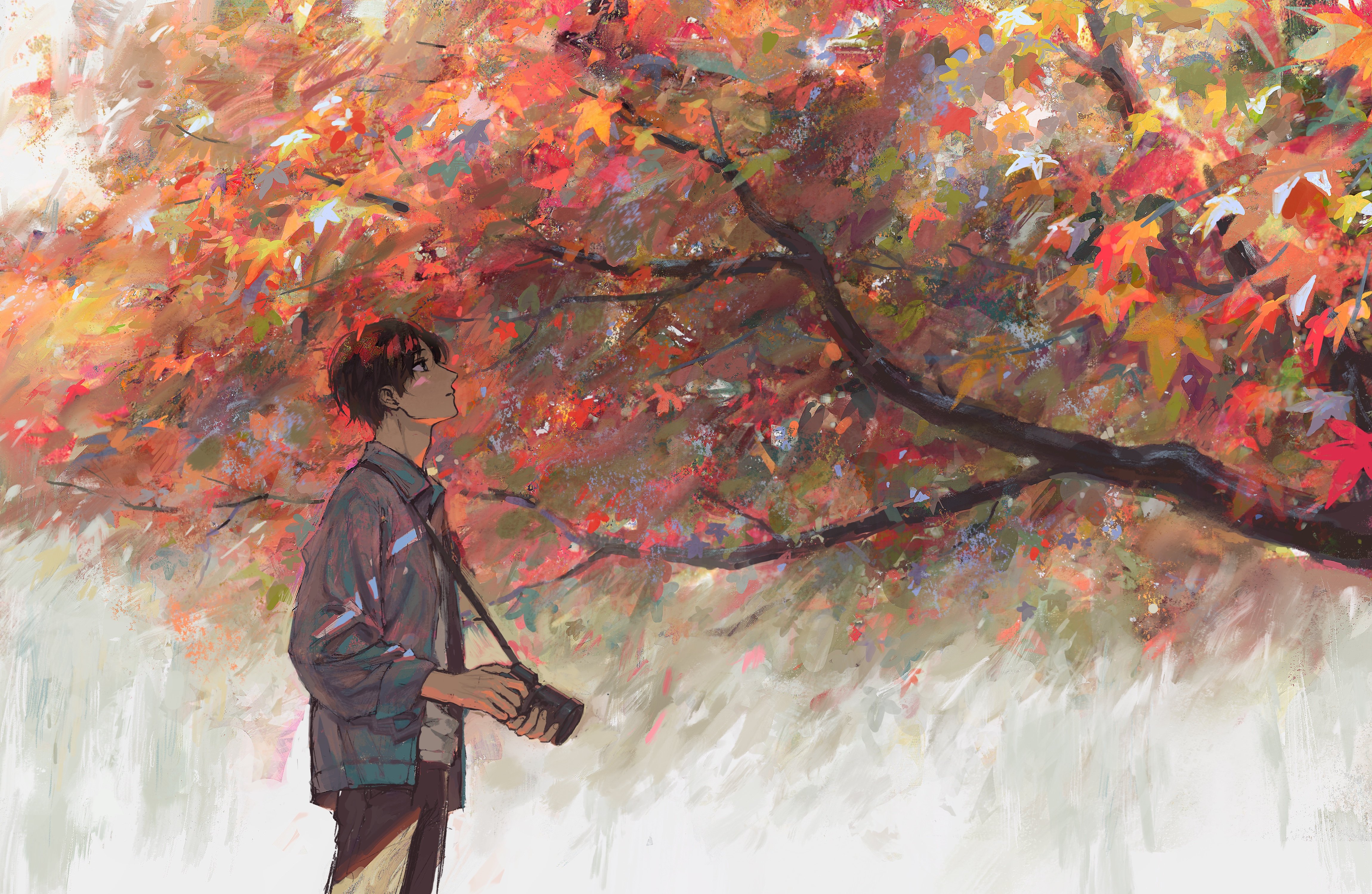 Осенний пейзаж с людьми