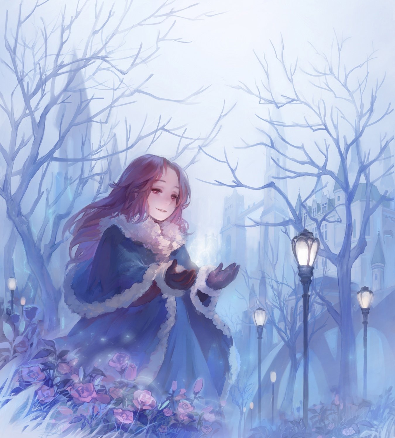 Девушка в зимнем лесу арт