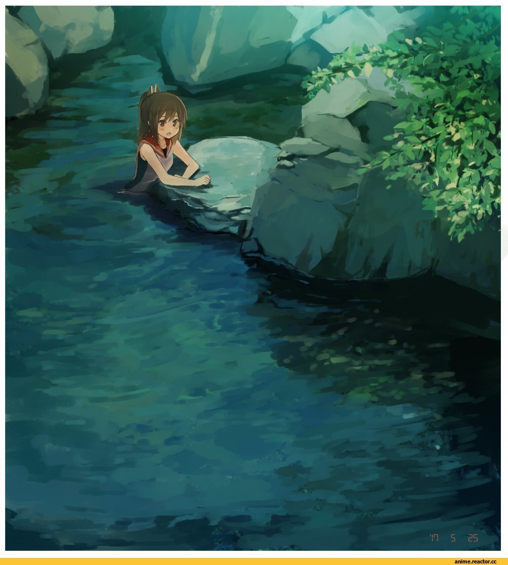 Аниме девушка в озере