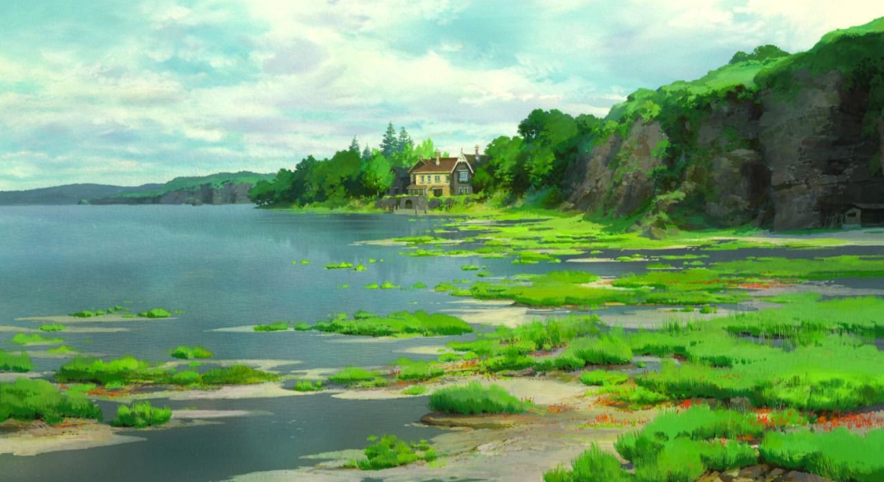 Хаяо Миядзаки кадры река природа
