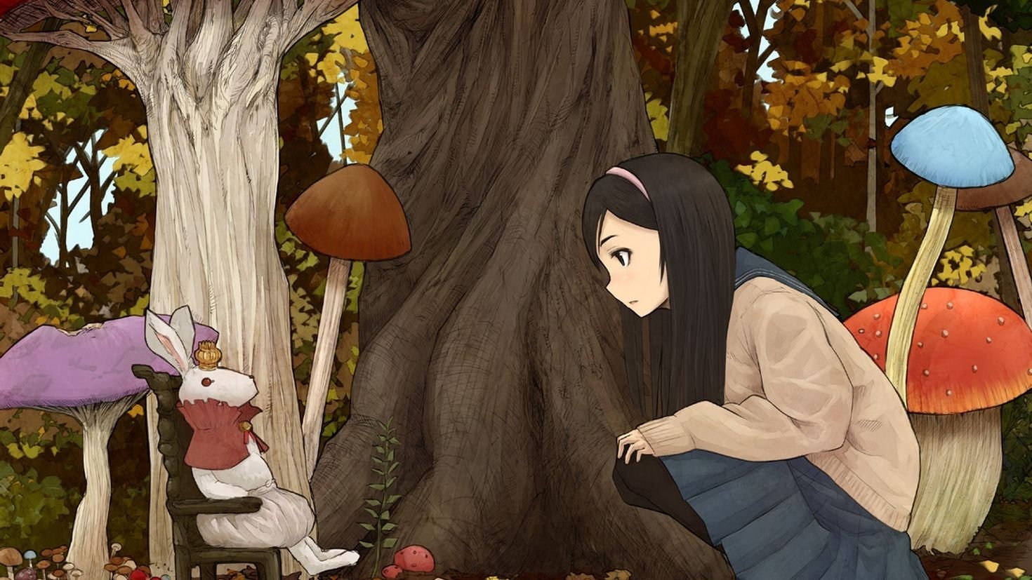 Алиса в стране чудес грибы рисунок