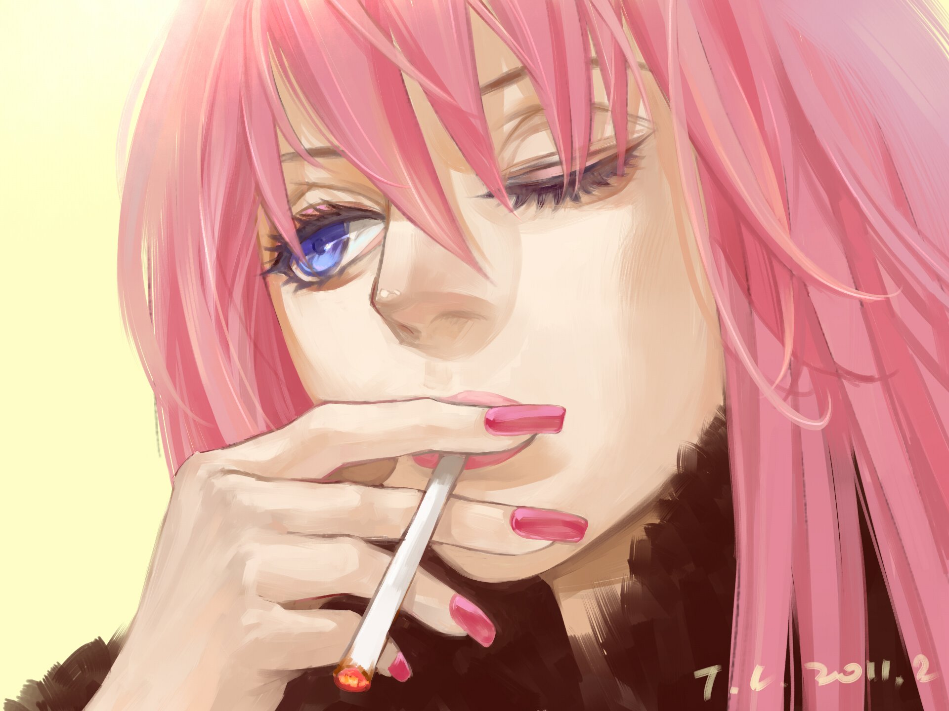 Курящая девушка аниме