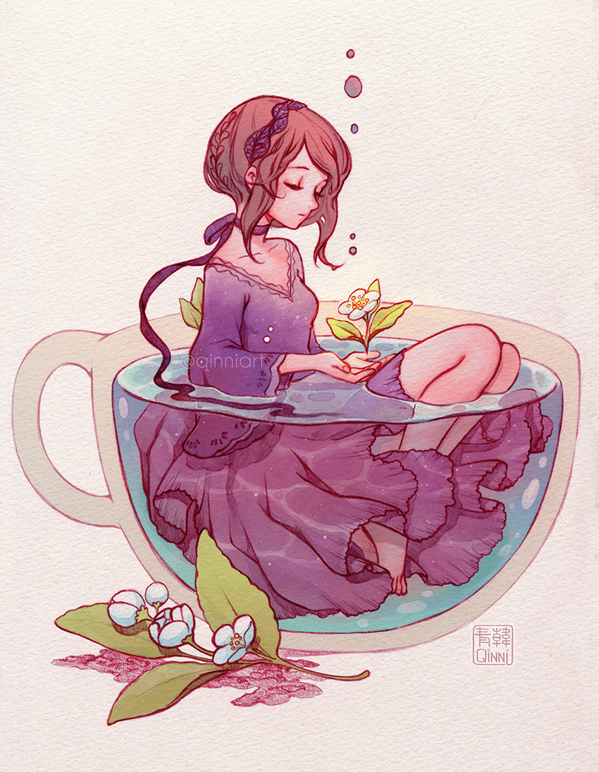 Quinny художница. Чай рисунок. Девушка пьет чай арт. Арты с чаем. Пьет чай рисунок