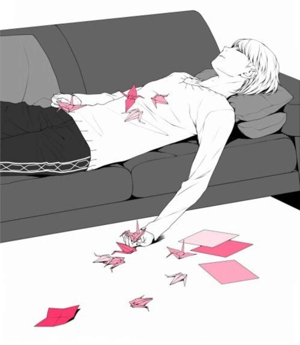Спящий аниме парень