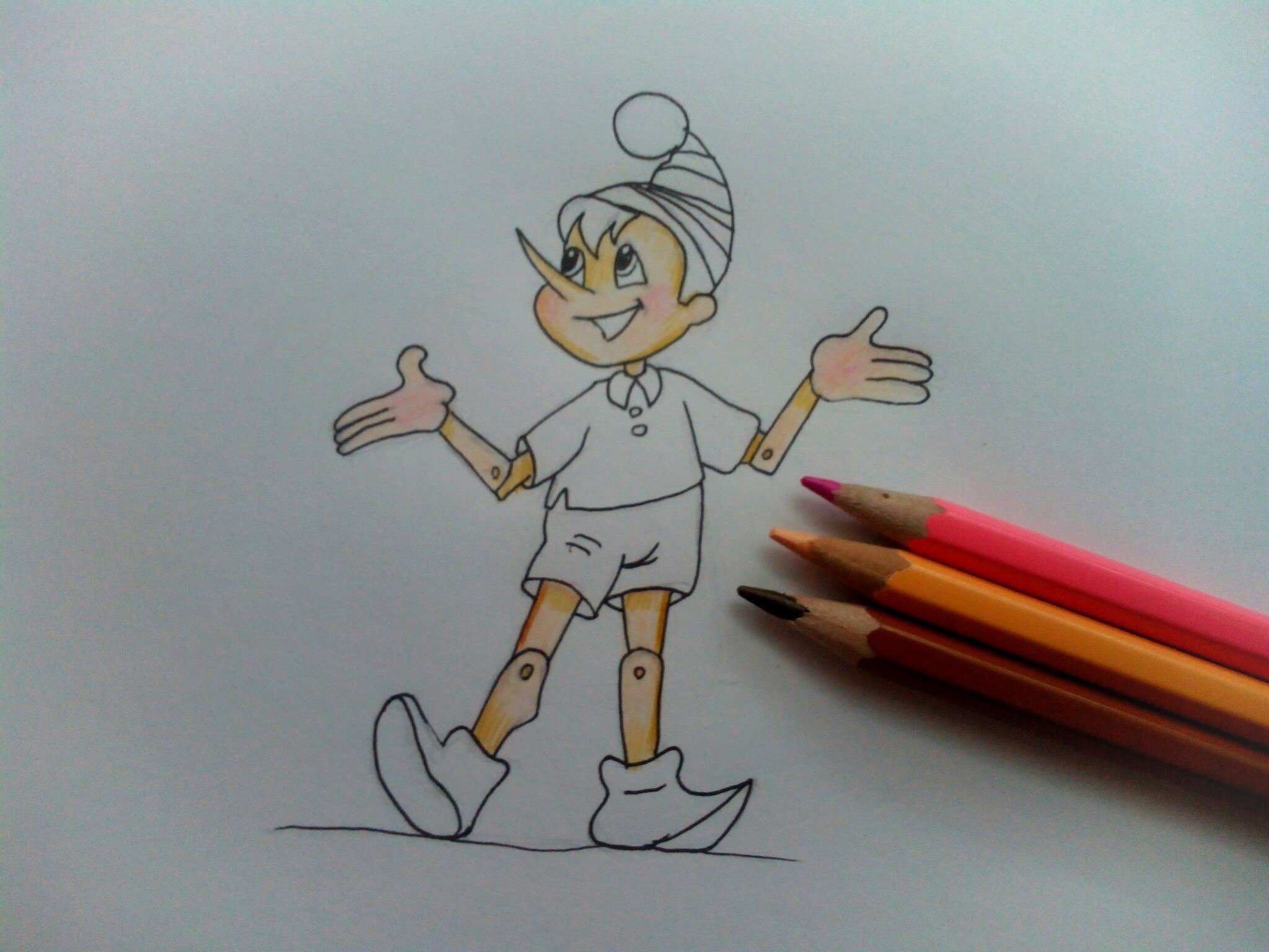 Рисунок Буратино карандашом для детей