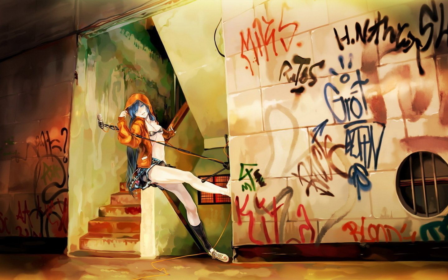 Граффити на стене аниме