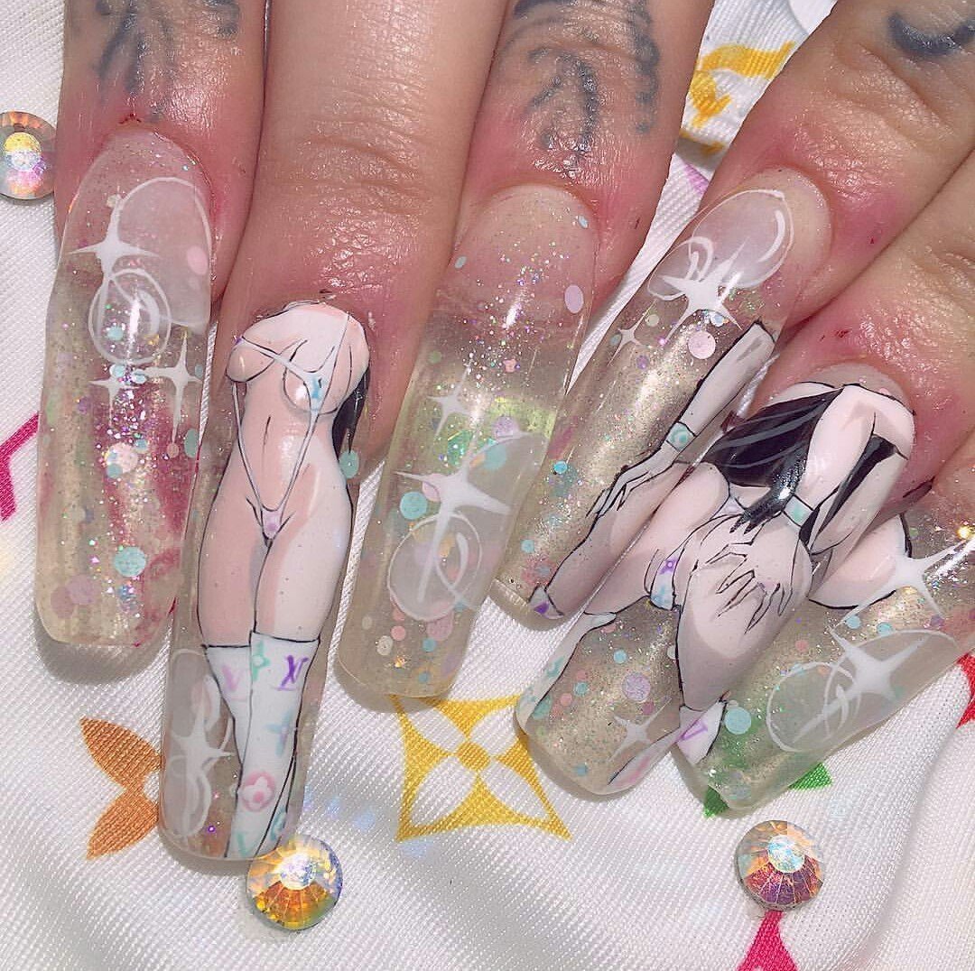 Нарощенные ногти в стиле аниме