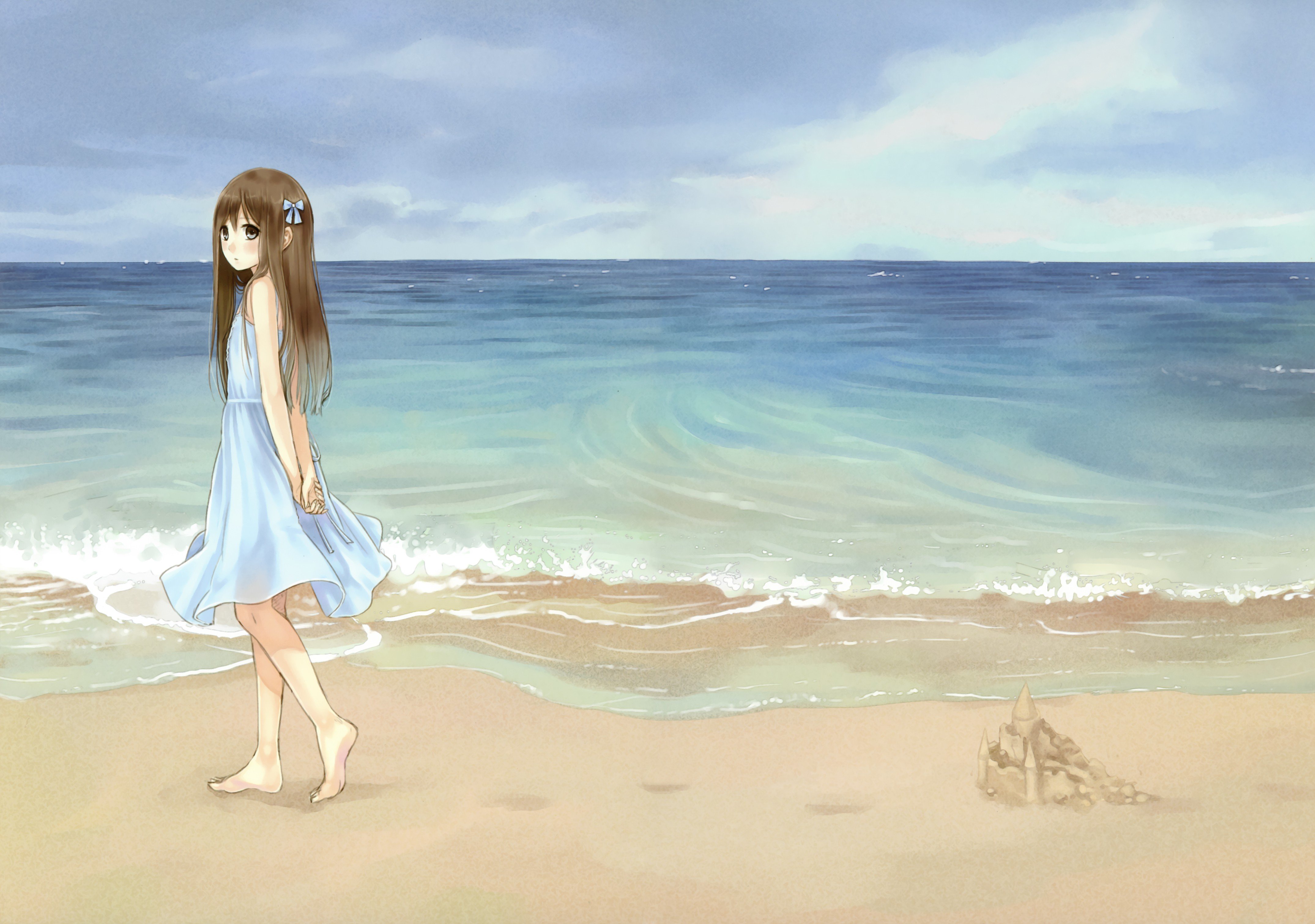 Девушка и море арт