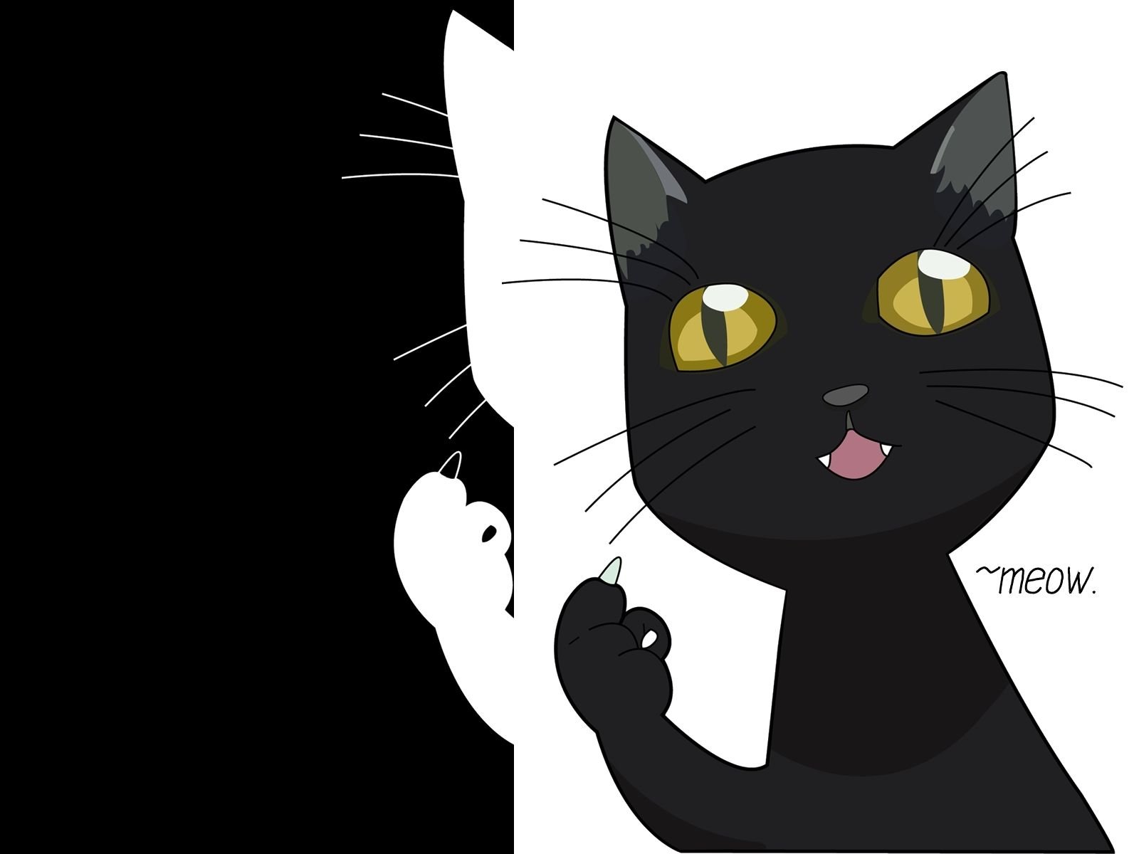 Мультяшный кот фон чёрный