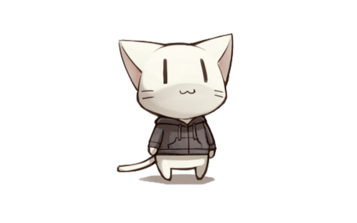 Котик на белом фоне аниме