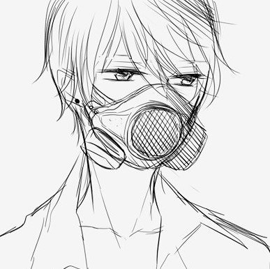 Аниме парень в маске карандашом