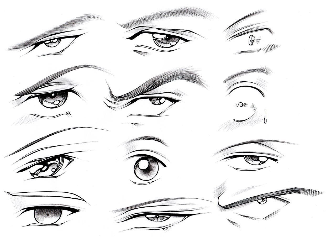Аниме глаза мужские карандашом