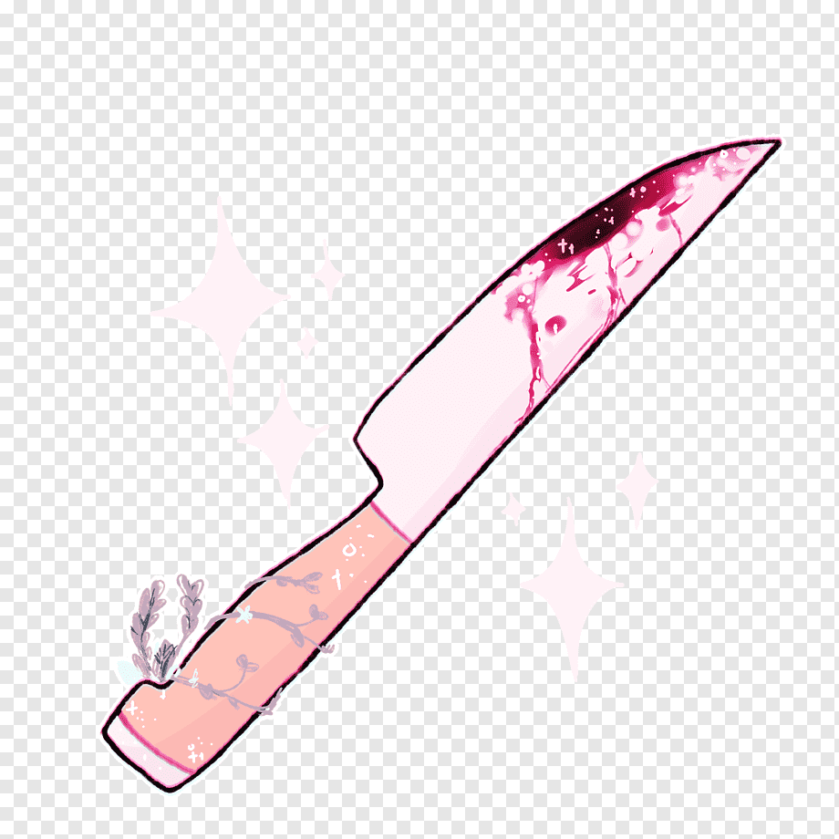 Нож в крови на прозрачном фоне